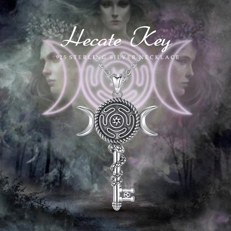 925 Sterling Silver Hecate Wheel Necklace - Wicca Triple Moon Goddess Necklace Witch Jewelry-MoonChildWorld
