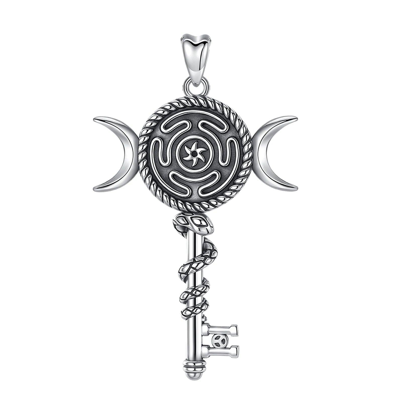 925 Sterling Silver Hecate Wheel Necklace - Wicca Triple Moon Goddess Necklace Witch Jewelry-MoonChildWorld