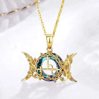 925 Sterling Silver Lilith Sigil Necklace 18K Gold Triple Moon Necklace Wicca Jewelry-MoonChildWorld