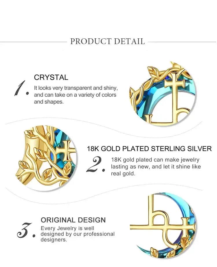 925 Sterling Silver Lilith Sigil Necklace 18K Gold Triple Moon Necklace Wicca Jewelry-MoonChildWorld