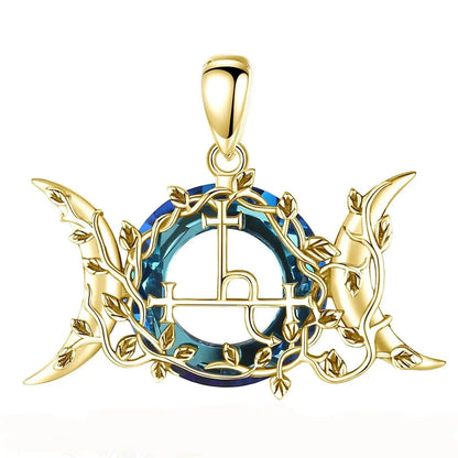 925 Sterling Silver Lilith Sigil Necklace 18K Gold Triple Moon Necklace Wicca Jewelry-MoonChildWorld