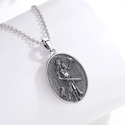 925 Sterling Silver Morrigan Goddess Necklace Viking Raven Triple Spiral Pendant Pagan Wicca Jewelry-MoonChildWorld