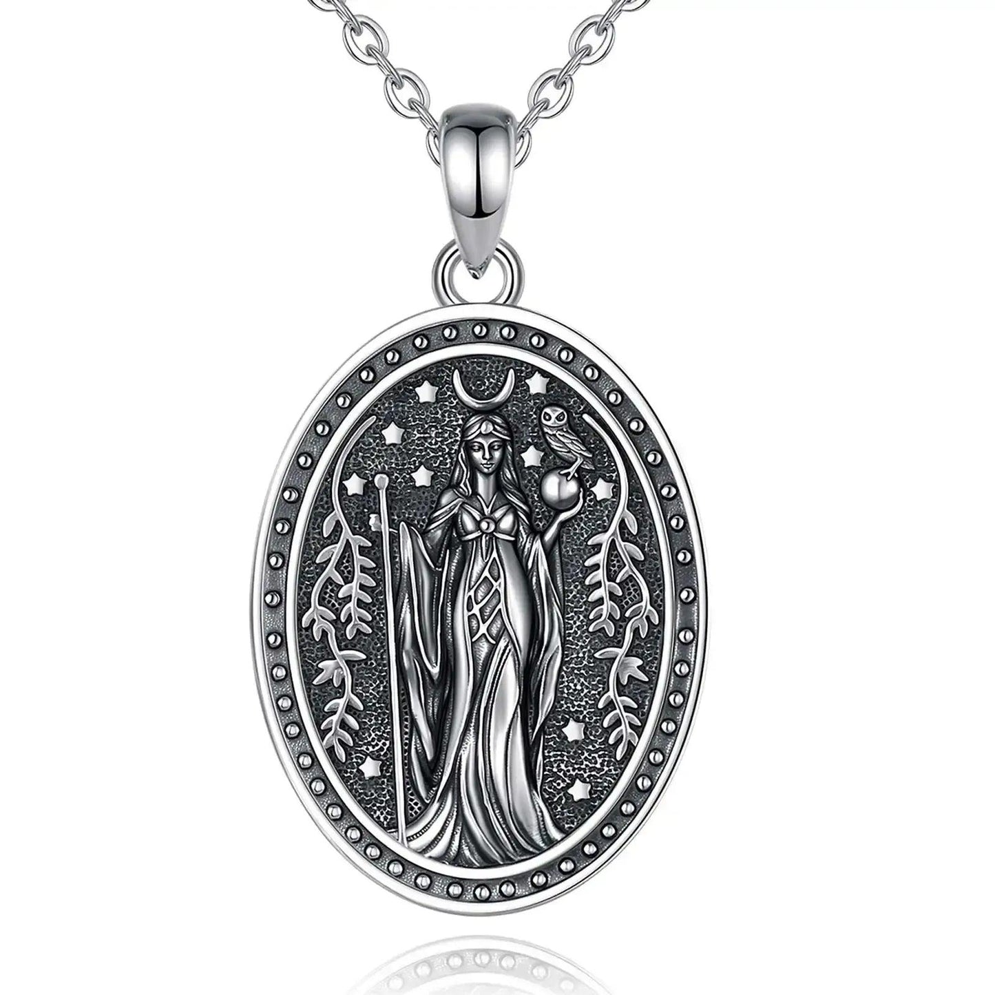 925 Sterling Silver NYX Goddess Necklace Greek Mythology Night Goddess Pendant Gothic Wicca Pagan Jewelry-MoonChildWorld