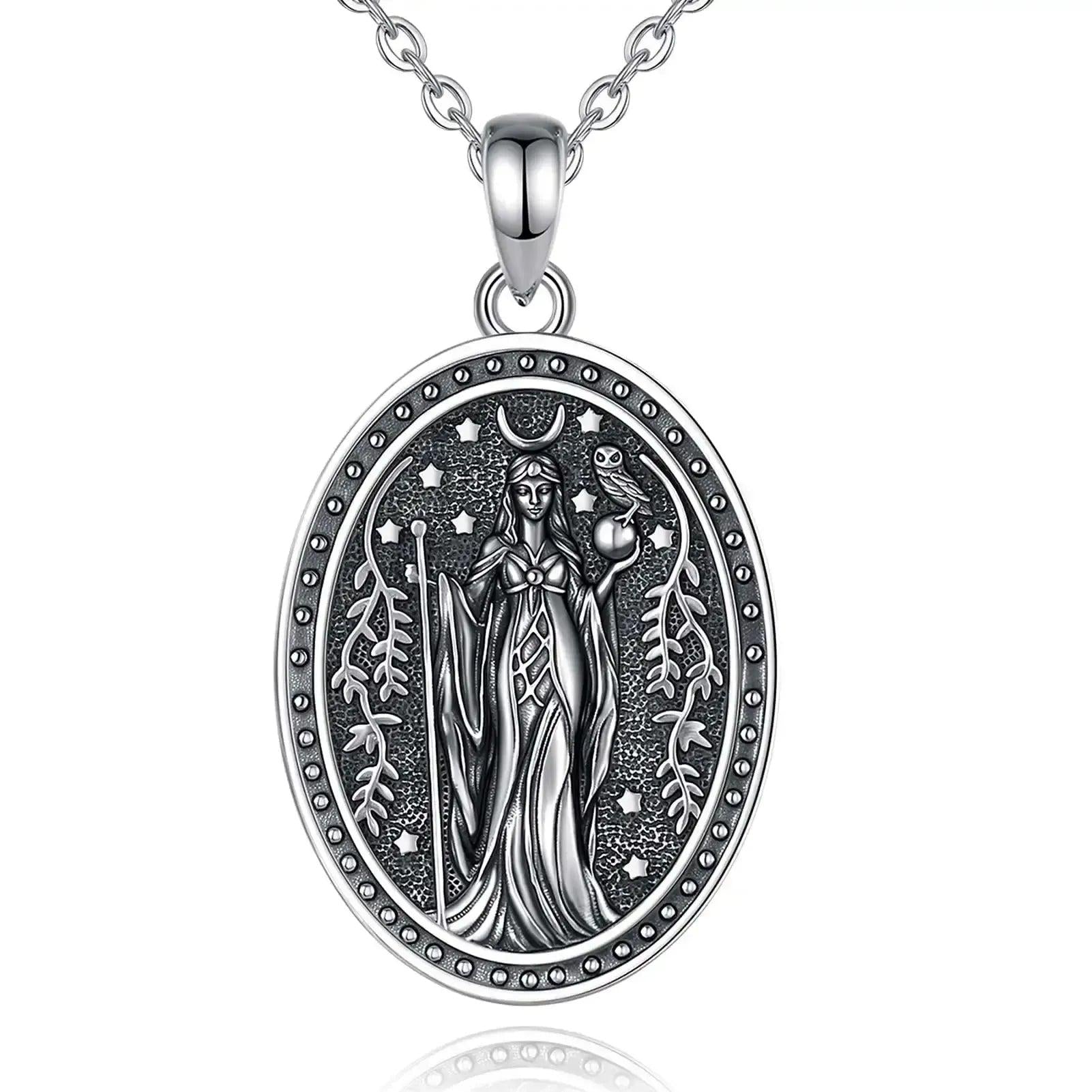 925 Sterling Silver NYX Goddess Necklace Greek Mythology Night Goddess Pendant Gothic Wicca Pagan Jewelry-MoonChildWorld