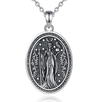 925 Sterling Silver NYX Goddess Necklace Greek Mythology Night Goddess Pendant Gothic Wicca Pagan Jewelry-MoonChildWorld