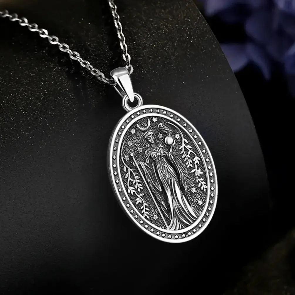 925 Sterling Silver NYX Goddess Necklace Greek Mythology Night Goddess Pendant Gothic Wicca Pagan Jewelry-MoonChildWorld