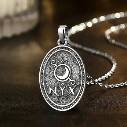 925 Sterling Silver NYX Goddess Necklace Greek Mythology Night Goddess Pendant Gothic Wicca Pagan Jewelry-MoonChildWorld