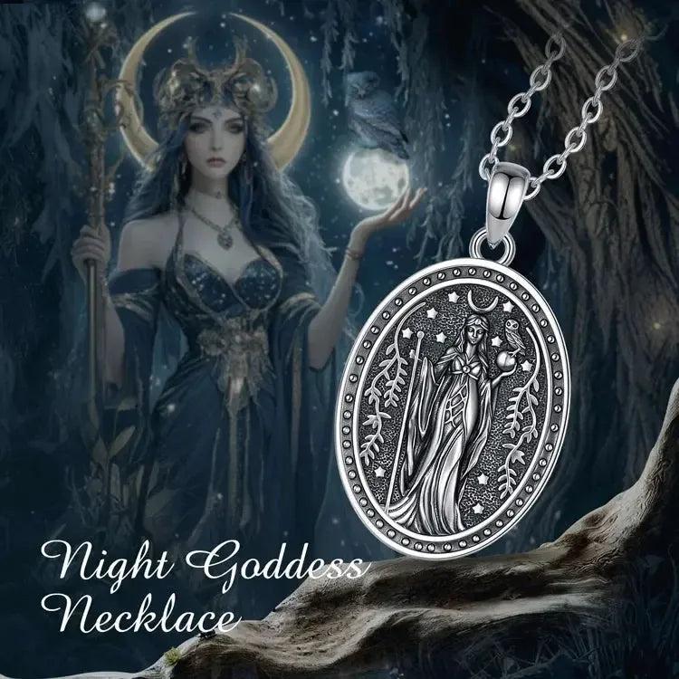 925 Sterling Silver NYX Goddess Necklace Greek Mythology Night Goddess Pendant Gothic Wicca Pagan Jewelry-MoonChildWorld