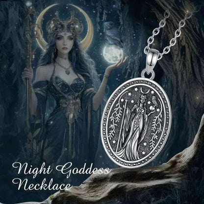 925 Sterling Silver NYX Goddess Necklace Greek Mythology Night Goddess Pendant Gothic Wicca Pagan Jewelry-MoonChildWorld