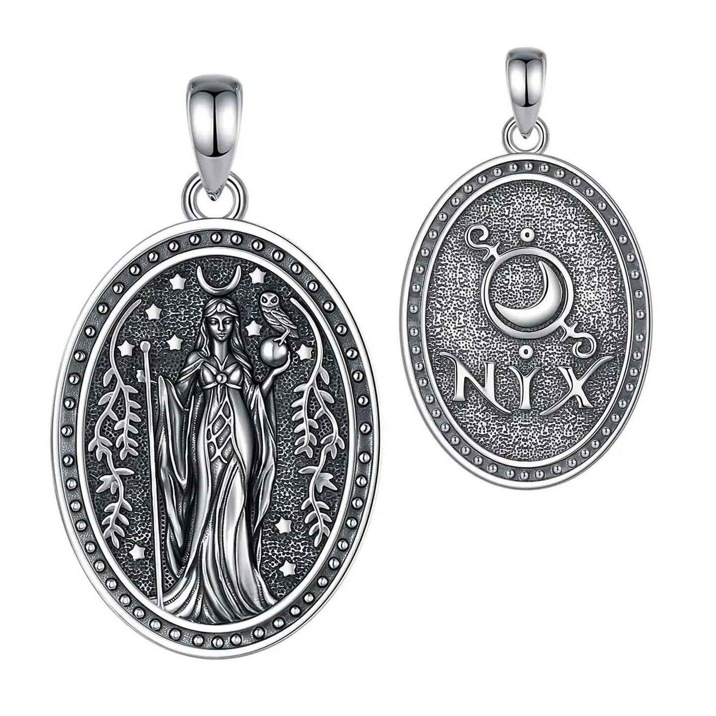 925 Sterling Silver NYX Goddess Necklace Greek Mythology Night Goddess Pendant Gothic Wicca Pagan Jewelry-MoonChildWorld