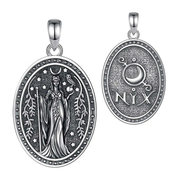 925 Sterling Silver NYX Goddess Necklace Greek Mythology Night Goddess Pendant Gothic Wicca Pagan Jewelry-MoonChildWorld