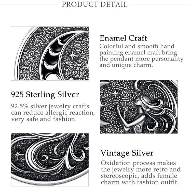 925 Sterling Silver NYX Moon Goddess Necklace Celestial Moon Phase Pendant Wicca Jewelry Spiritual Amulet-MoonChildWorld