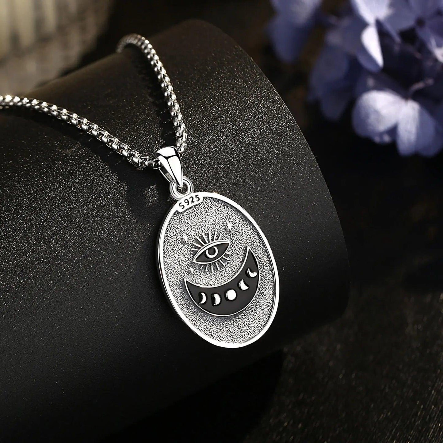 925 Sterling Silver NYX Moon Goddess Necklace Women Celestial Moon Phase Pendant Witch Pagan Jewelry Spiritual Amulet-MoonChildWorld