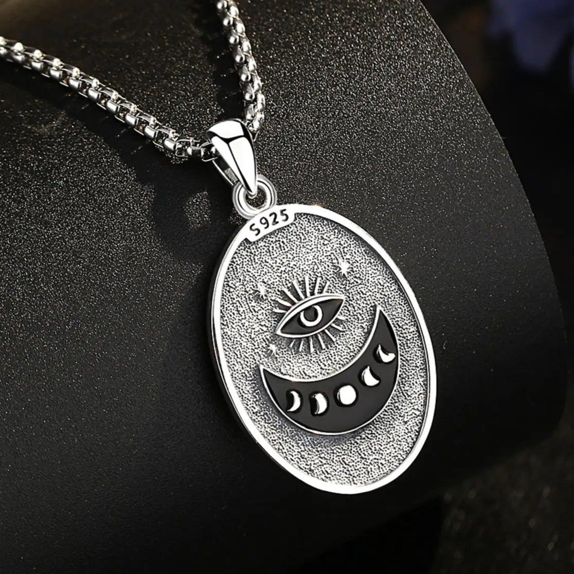 925 Sterling Silver NYX Moon Goddess Necklace Women Celestial Moon Phase Pendant Witch Pagan Jewelry Spiritual Amulet-MoonChildWorld