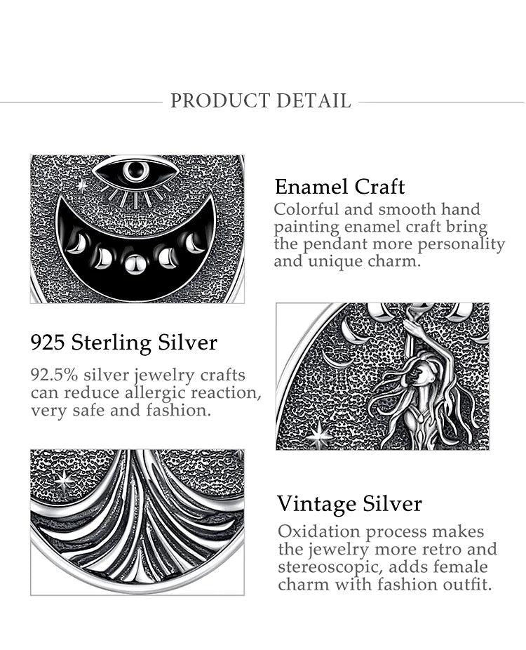 925 Sterling Silver NYX Moon Goddess Necklace Women Celestial Moon Phase Pendant Witch Pagan Jewelry Spiritual Amulet-MoonChildWorld