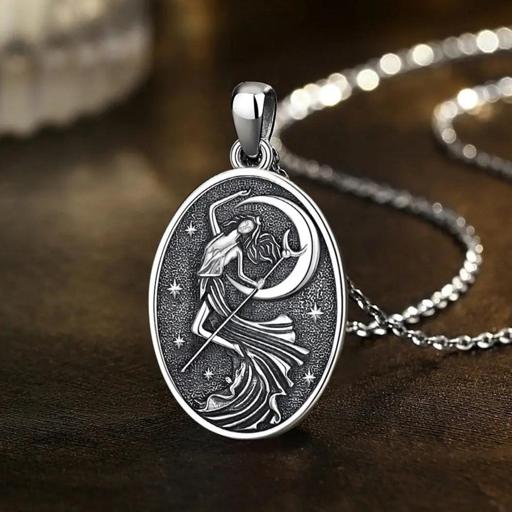 925 Sterling Silver NYX Moon Goddess Necklace for Women Goddess of Night Nyx Wiccan Pagan Jewelry-MoonChildWorld