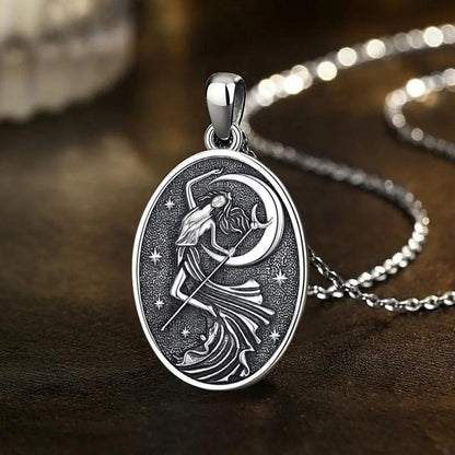 925 Sterling Silver NYX Moon Goddess Necklace for Women Goddess of Night Nyx Wiccan Pagan Jewelry-MoonChildWorld