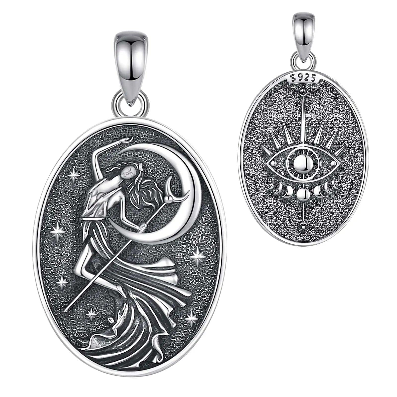 925 Sterling Silver NYX Moon Goddess Necklace for Women Goddess of Night Nyx Wiccan Pagan Jewelry-MoonChildWorld