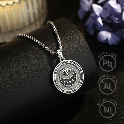 925 Sterling Silver NYX Moon Goddess Pendant Necklace Wicca Pagan Jewelry Spiritual Protection Amulet Necklace-MoonChildWorld