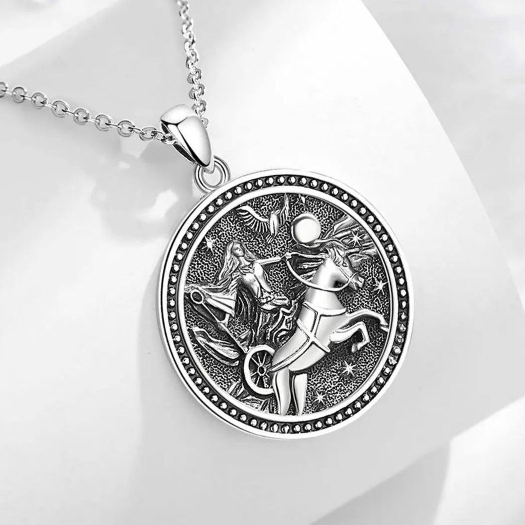 925 Sterling Silver Nyx Goddess Necklace Wicca Pagan Amulet Pendant Greek Mythology Jewelry-MoonChildWorld