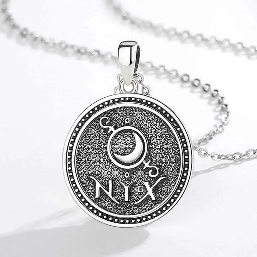 925 Sterling Silver Nyx Goddess Necklace Wicca Pagan Amulet Pendant Greek Mythology Jewelry-MoonChildWorld