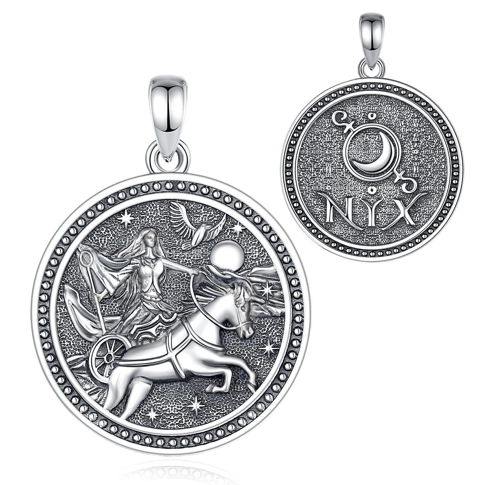 925 Sterling Silver Nyx Goddess Necklace Wicca Pagan Amulet Pendant Greek Mythology Jewelry-MoonChildWorld