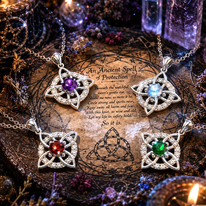 Birthstone Witchcraft Celtic Knot Zirconia Witch Knot Necklace