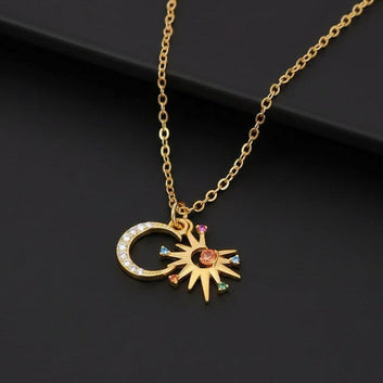 925 Sterling Silver Sun Moon Necklace