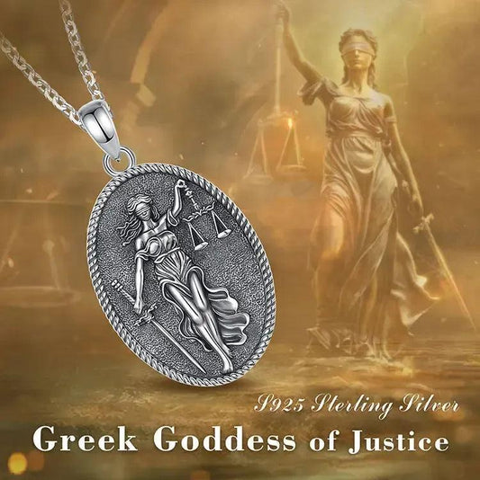 925 Sterling Silver Themis Goddess of Justice Sword Balance Scales Necklace Wicca Pagan Jewelry-MoonChildWorld