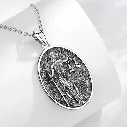925 Sterling Silver Themis Goddess of Justice Sword Balance Scales Necklace Wicca Pagan Jewelry-MoonChildWorld