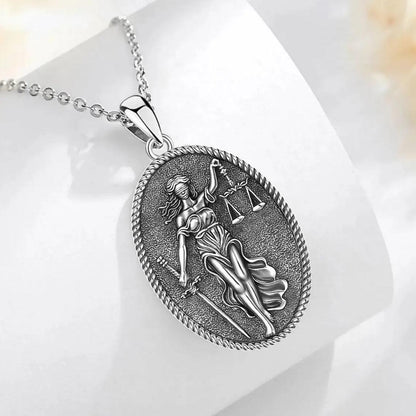 925 Sterling Silver Themis Goddess of Justice Sword Balance Scales Necklace Wicca Pagan Jewelry-MoonChildWorld