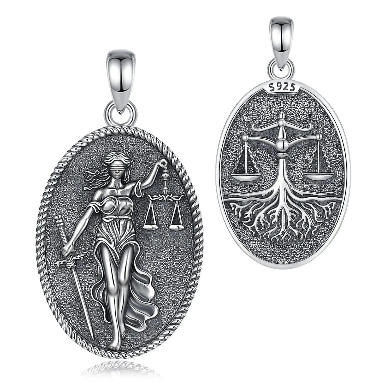 925 Sterling Silver Themis Goddess of Justice Sword Balance Scales Necklace Wicca Pagan Jewelry-MoonChildWorld