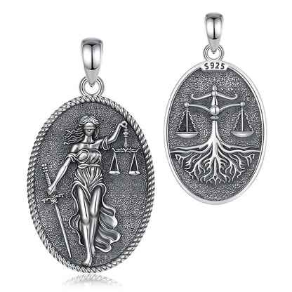 925 Sterling Silver Themis Goddess of Justice Sword Balance Scales Necklace Wicca Pagan Jewelry-MoonChildWorld