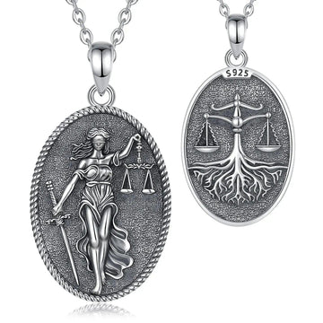 925 Sterling Silver Themis Goddess of Justice Sword Balance Scales Necklace Wicca Pagan Jewelry-MoonChildWorld