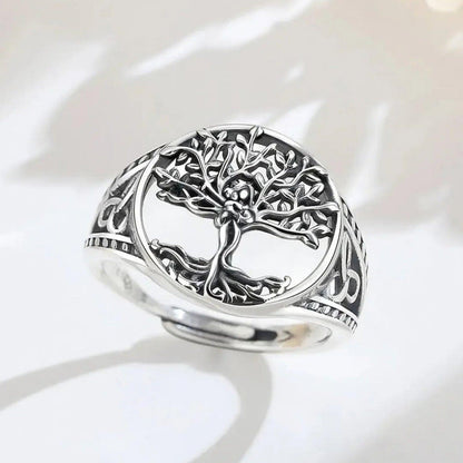925 Sterling Silver Tree of Life Adjustable Ring Celtic Knot Pagan Ring Spiritual Jewelry-MoonChildWorld
