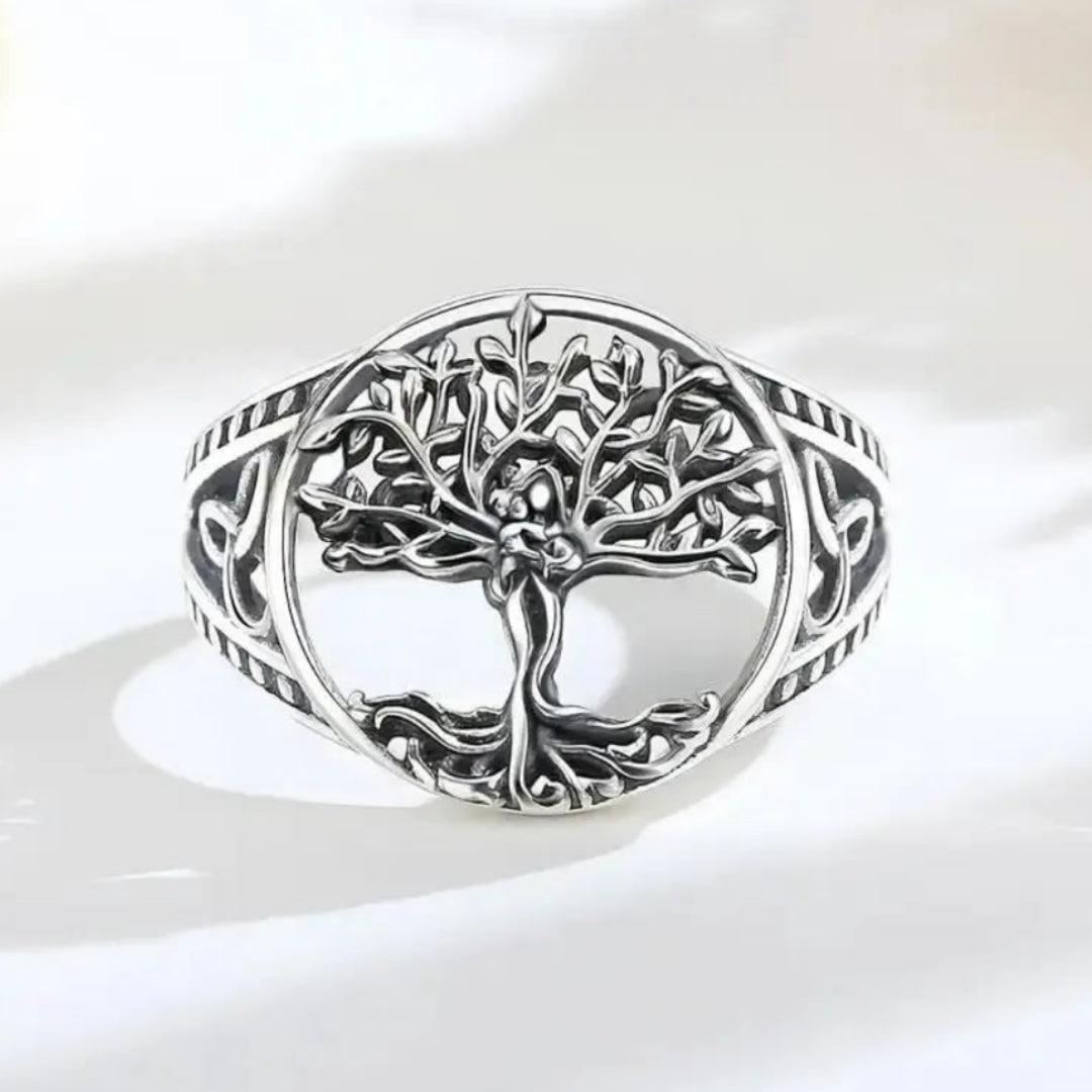 925 Sterling Silver Tree of Life Adjustable Ring Celtic Knot Pagan Ring Spiritual Jewelry-MoonChildWorld