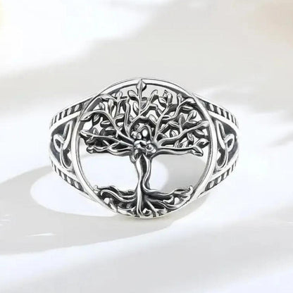 925 Sterling Silver Tree of Life Adjustable Ring Celtic Knot Pagan Ring Spiritual Jewelry-MoonChildWorld