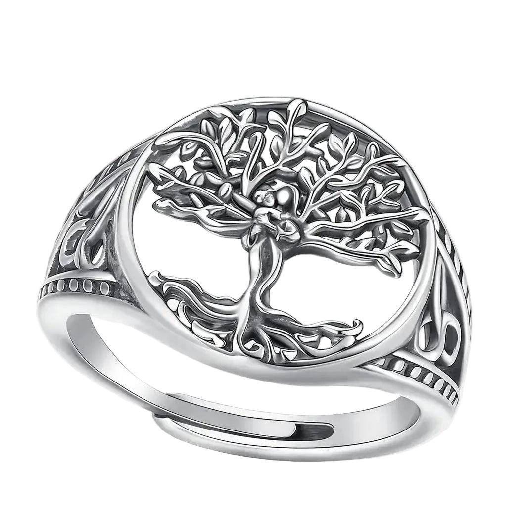 925 Sterling Silver Tree of Life Adjustable Ring Celtic Knot Pagan Ring Spiritual Jewelry-MoonChildWorld