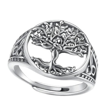 925 Sterling Silver Tree of Life Adjustable Ring Celtic Knot Pagan Ring Spiritual Jewelry-MoonChildWorld