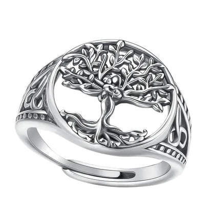 925 Sterling Silver Tree of Life Adjustable Ring Celtic Knot Pagan Ring Spiritual Jewelry-MoonChildWorld