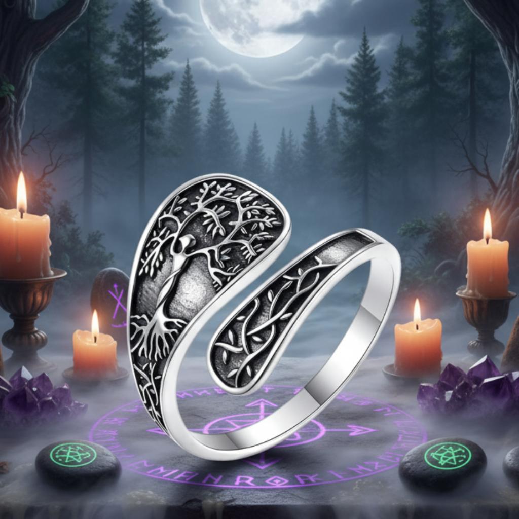 SILVER925 GODDESS DESIGN RING/シルバー/リング 925 Sterling Silver Tree of Life Goddess Adjustable Ring Yggdrasil