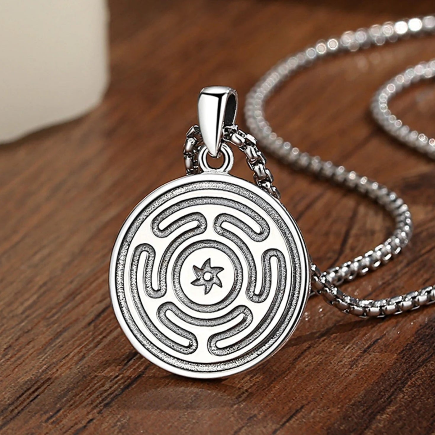 925 Sterling Silver Triple Goddess Necklace Wheel of Hecate Moon Phase Pendant Wicca Pagan Jewelry-MoonChildWorld