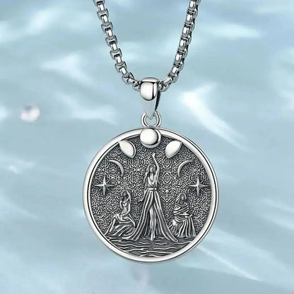 925 Sterling Silver Triple Moon Goddess Necklace - Goddess Hecate Moon Phases Wicca Pagan Jewelry-MoonChildWorld
