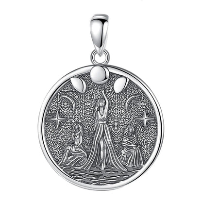 925 Sterling Silver Triple Moon Goddess Necklace - Goddess Hecate Moon Phases Wicca Pagan Jewelry-MoonChildWorld