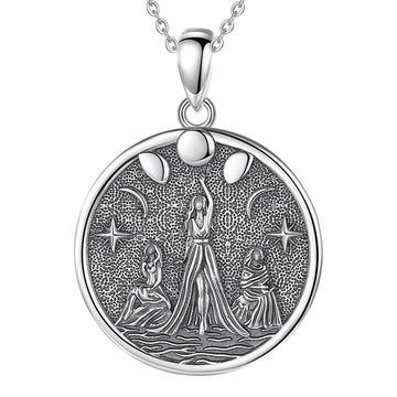 925 Sterling Silver Triple Moon Goddess Necklace - Goddess Hecate Moon Phases Wicca Pagan Jewelry-MoonChildWorld