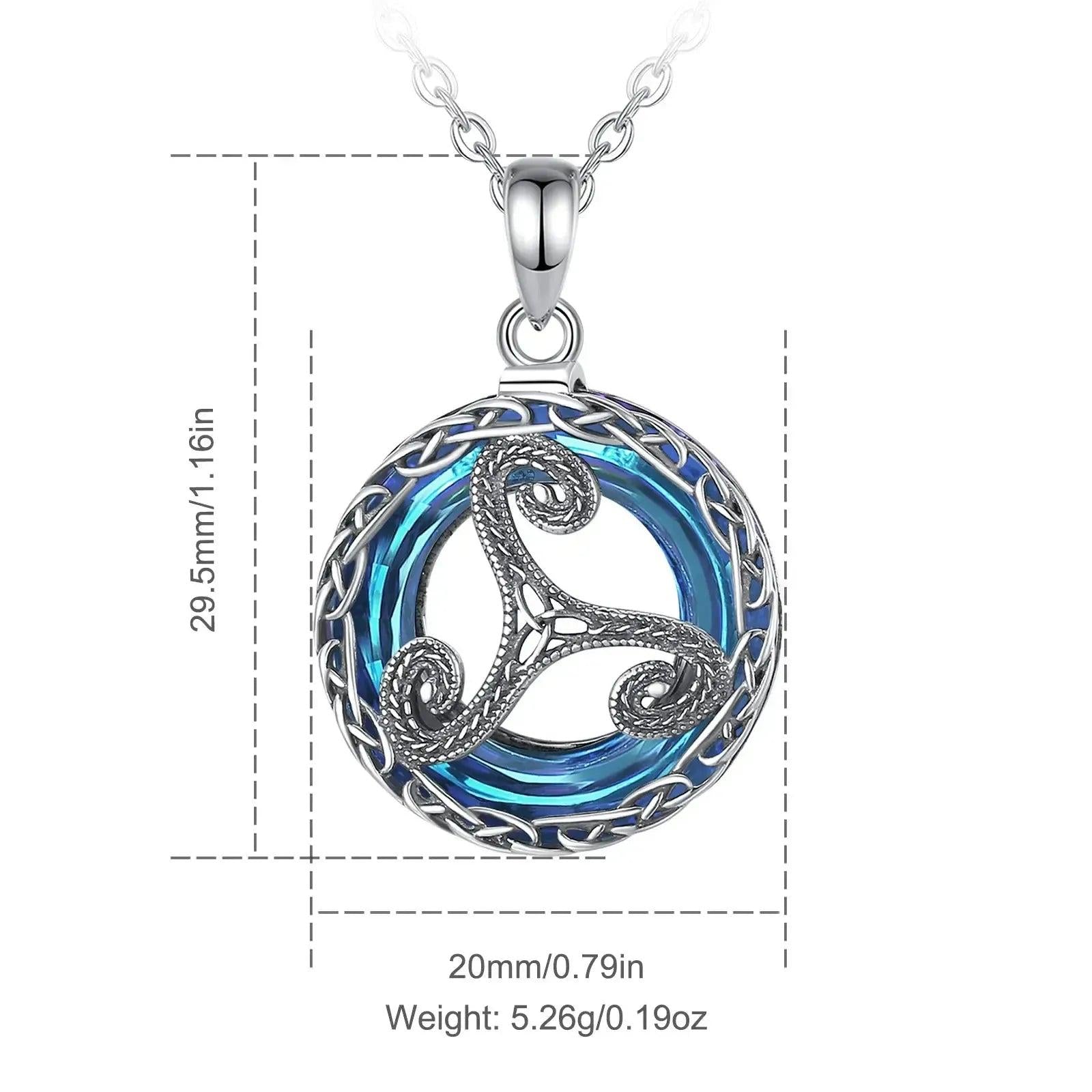 925 Sterling Silver Triskele Necklace Crystal Celtic Knot Wicca Pagan Jewelry-MoonChildWorld