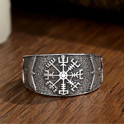925 Sterling Silver Viking Compass Adjustable Ring - Norse Raven Celtic Knot Ring Pagan Jewelry-MoonChildWorld