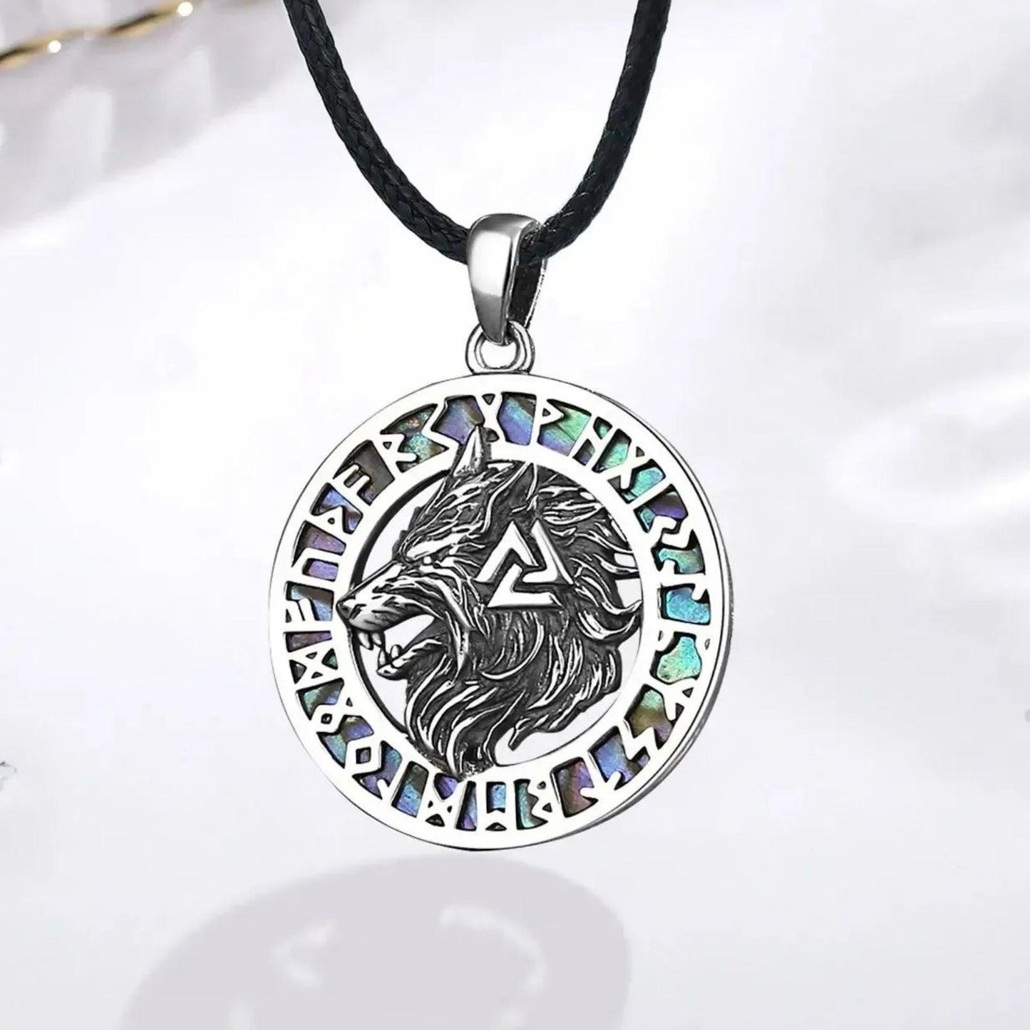 925 Sterling Silver Viking Wolf Necklace Nordic Valknut Rune Amulet Jewelry-MoonChildWorld