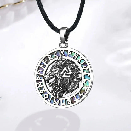 925 Sterling Silver Viking Wolf Necklace Nordic Valknut Rune Amulet Jewelry-MoonChildWorld