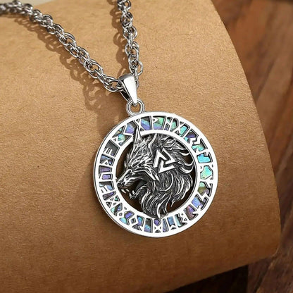 925 Sterling Silver Viking Wolf Necklace Nordic Valknut Rune Amulet Jewelry-MoonChildWorld
